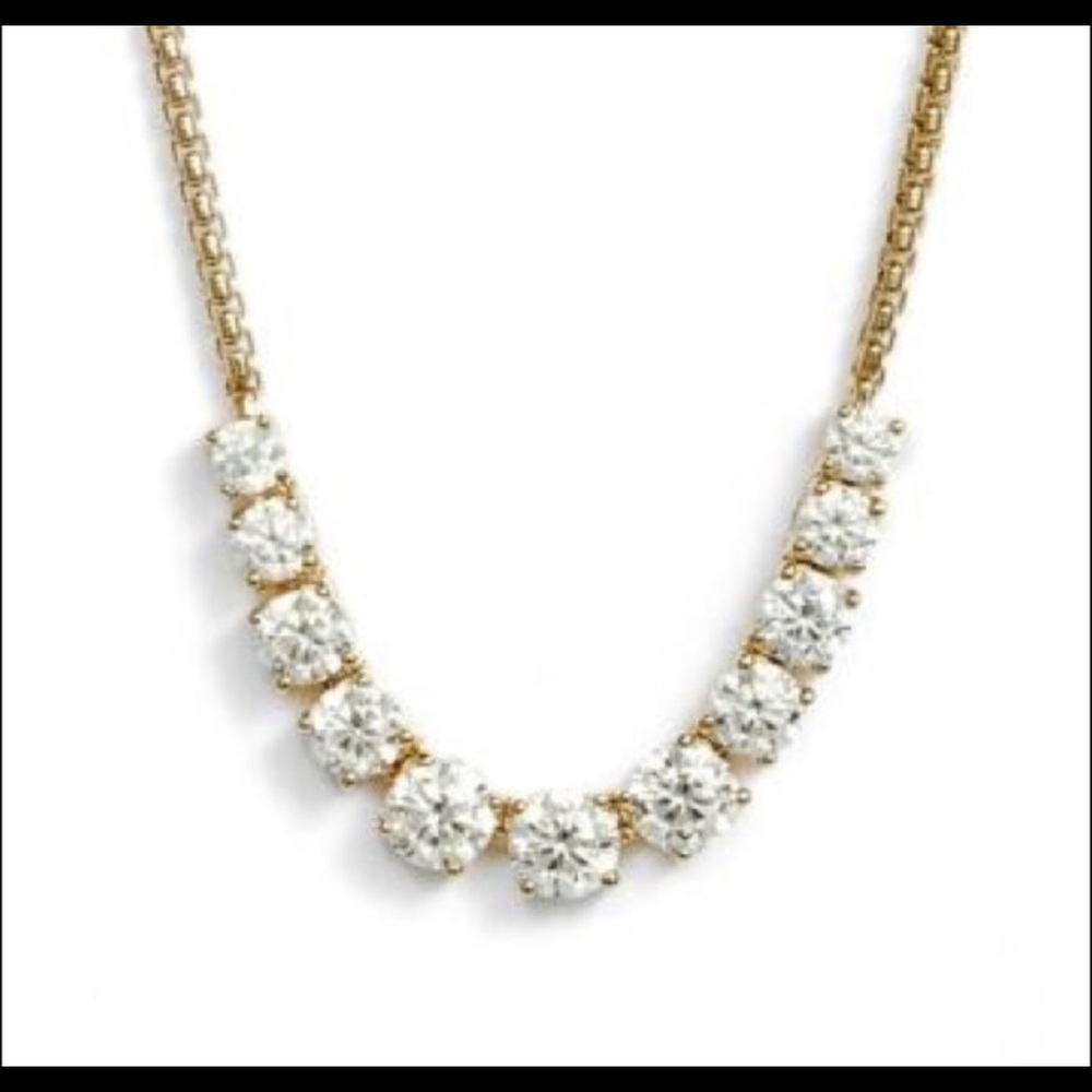 Nadri Rose Gold Pave Necklace Tennis Choker - Picture 3 of 12
